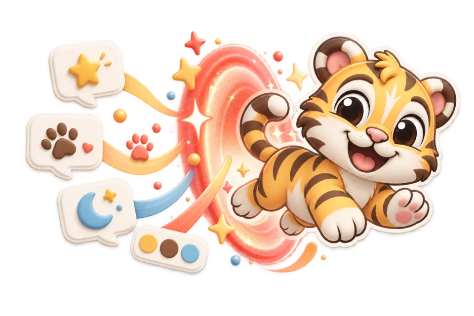 Ideen und Farbwünsche verwandeln sich in ein Tiger-Motiv